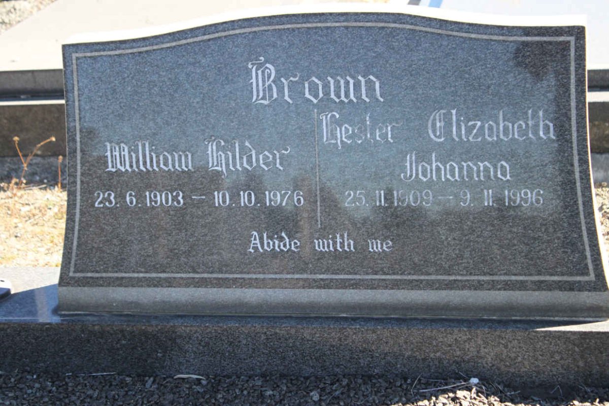 BROWN William Hilder 1903-1976 &amp; Hester Elizabeth Johanna 1909-1996