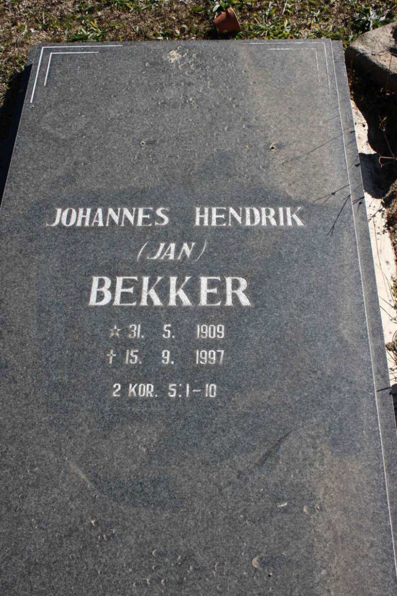 BEKKER Johannes Hendrik 1909-1997