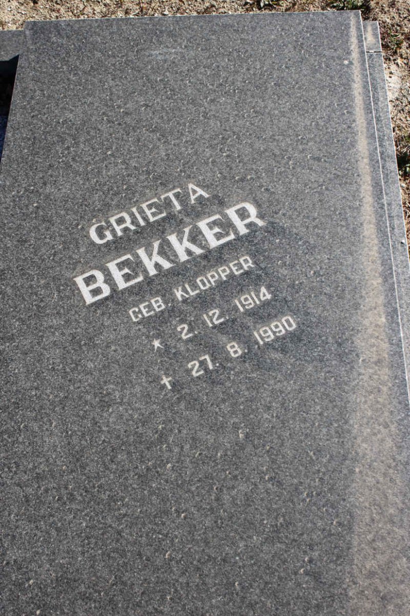 BEKKER Grieta nee KLOPPER 1914-1990