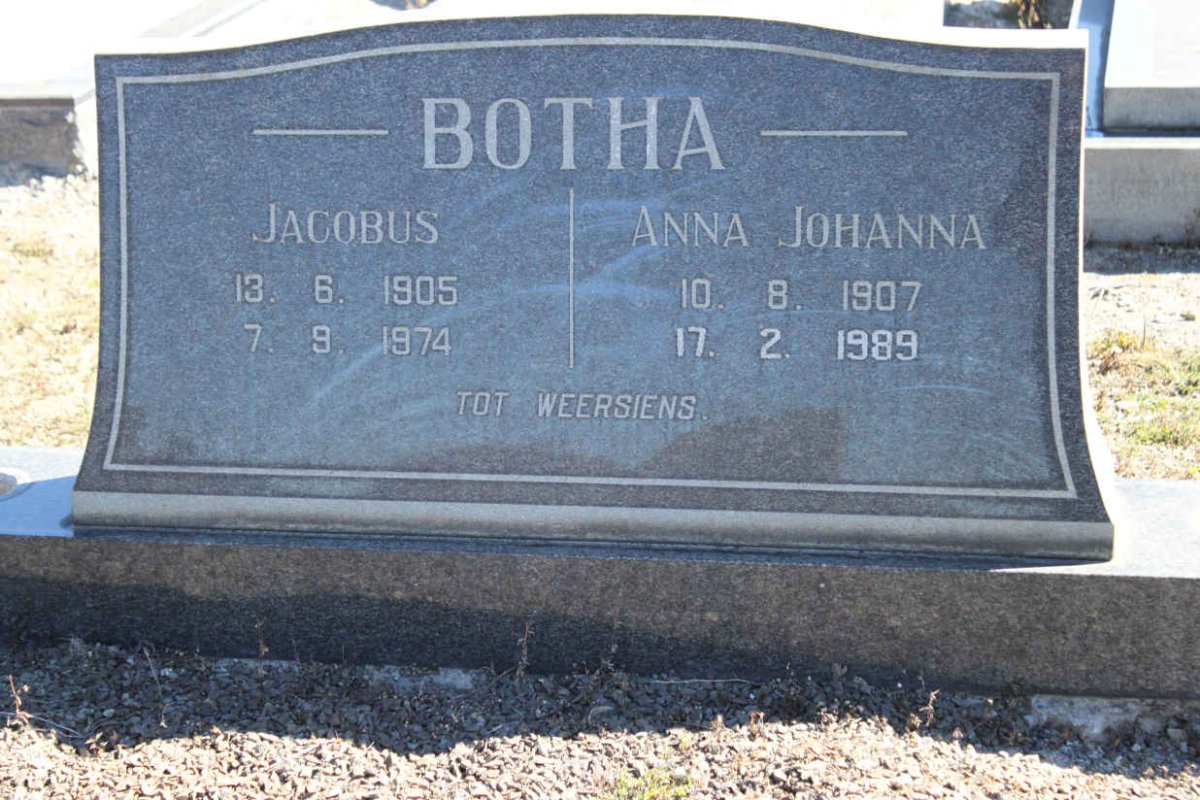 BOTHA Jacobus 1905-1974 &amp; Anna Johanna 1907-1989