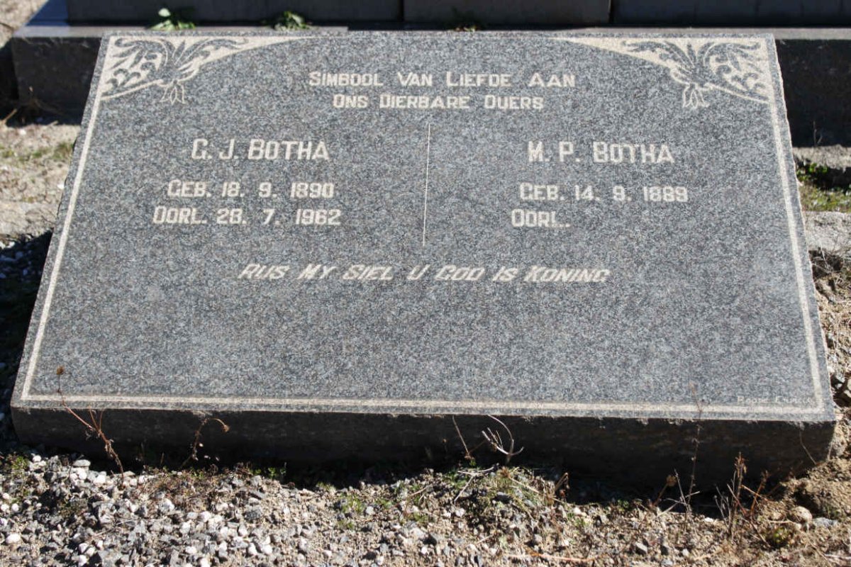 BOTHA G.J. 1890-1962 &amp; M.P. 1889-