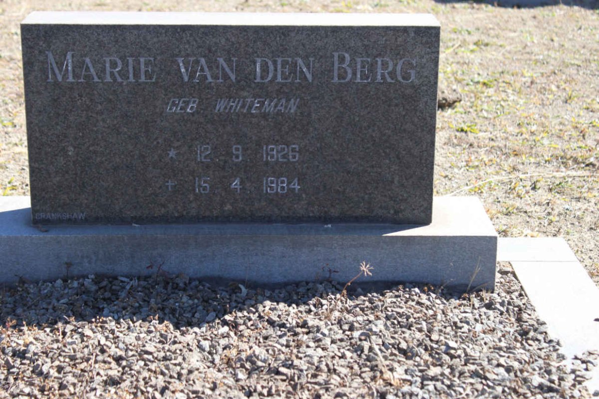 BERG Marie, van den nee WHITEMAN 1926-1984