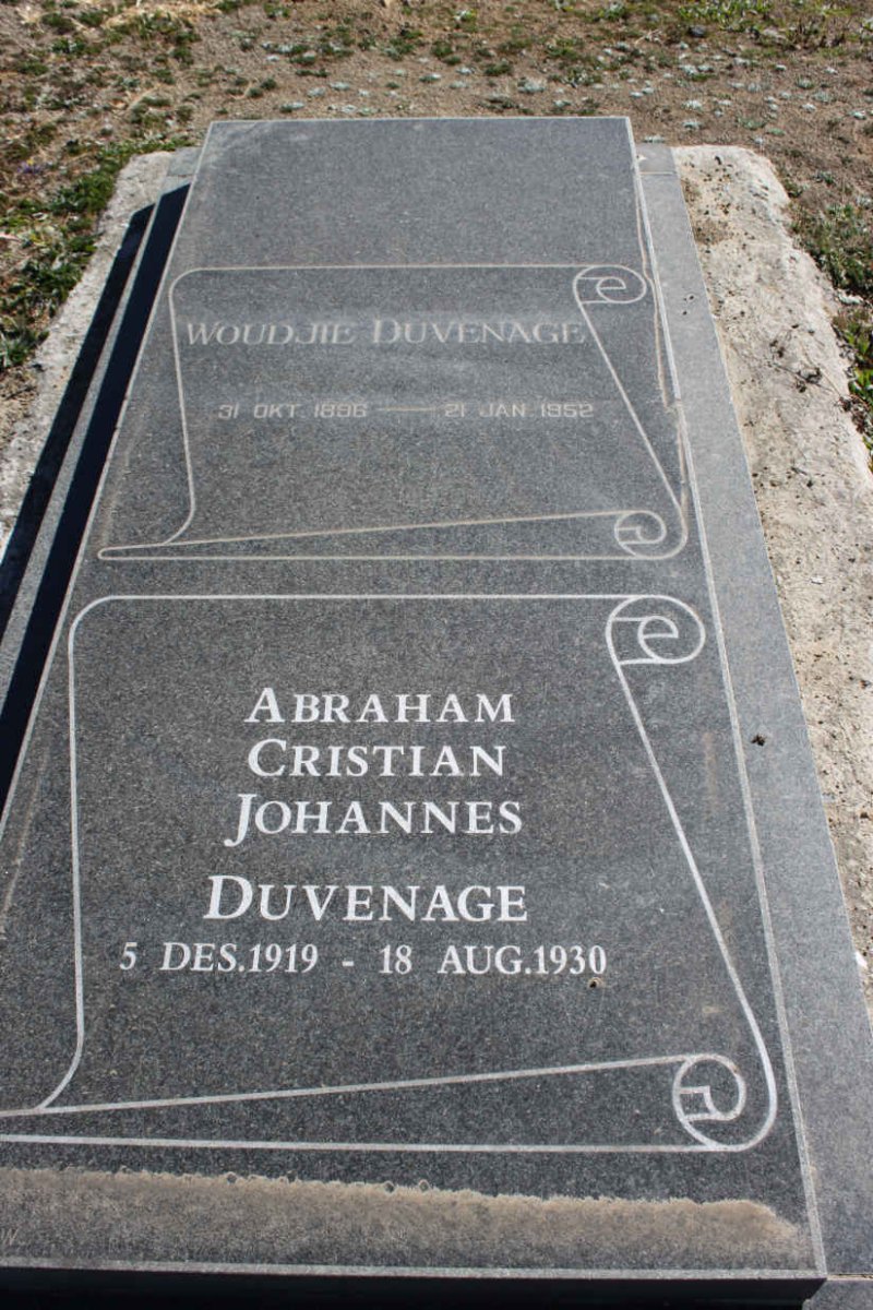 DUVENAGE Woudjie 1898-1952 :: DUVENAGE Abraham Christian Johannes 1919-1930