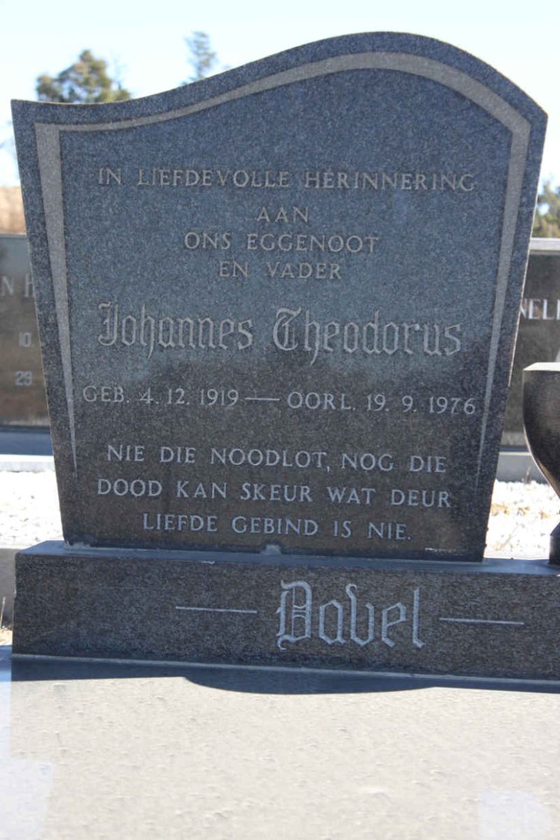 DAVEL Johannes Theodorus 1919-1976