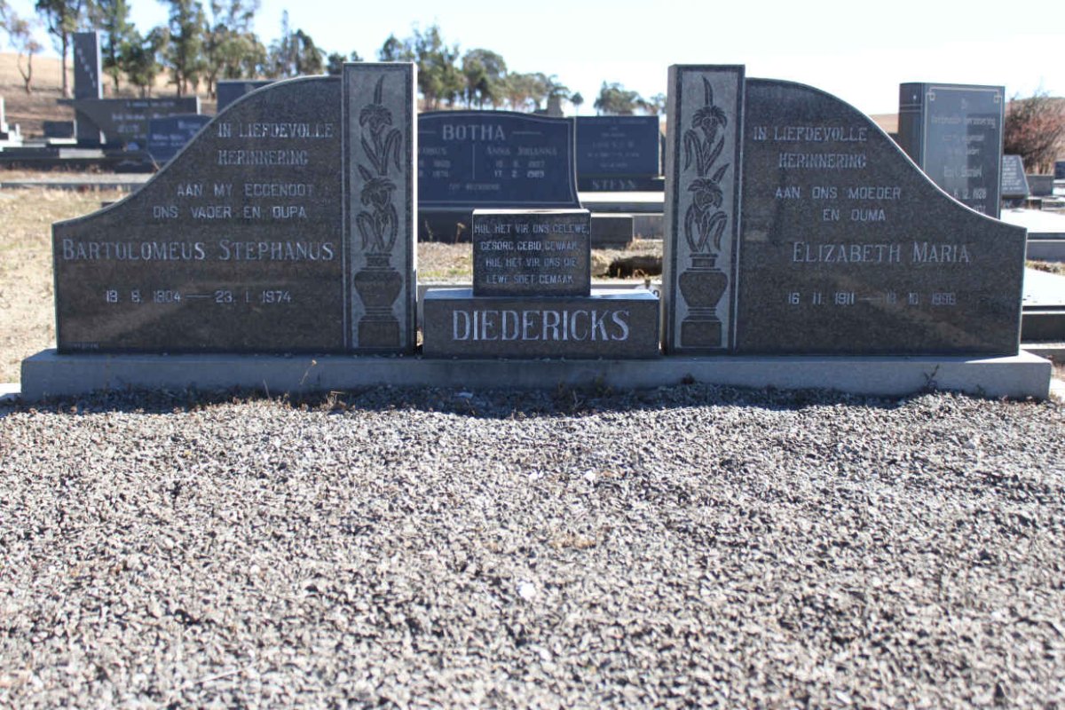 DIEDERICKS Bartolomeus Stephanus 1904-1974 &amp; Elizabeth Maria 1911-199?