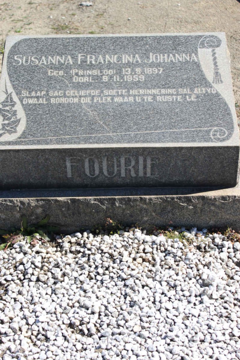 FOURIE Susanna Francina Johanna nee PRINSLOO 1897-1959