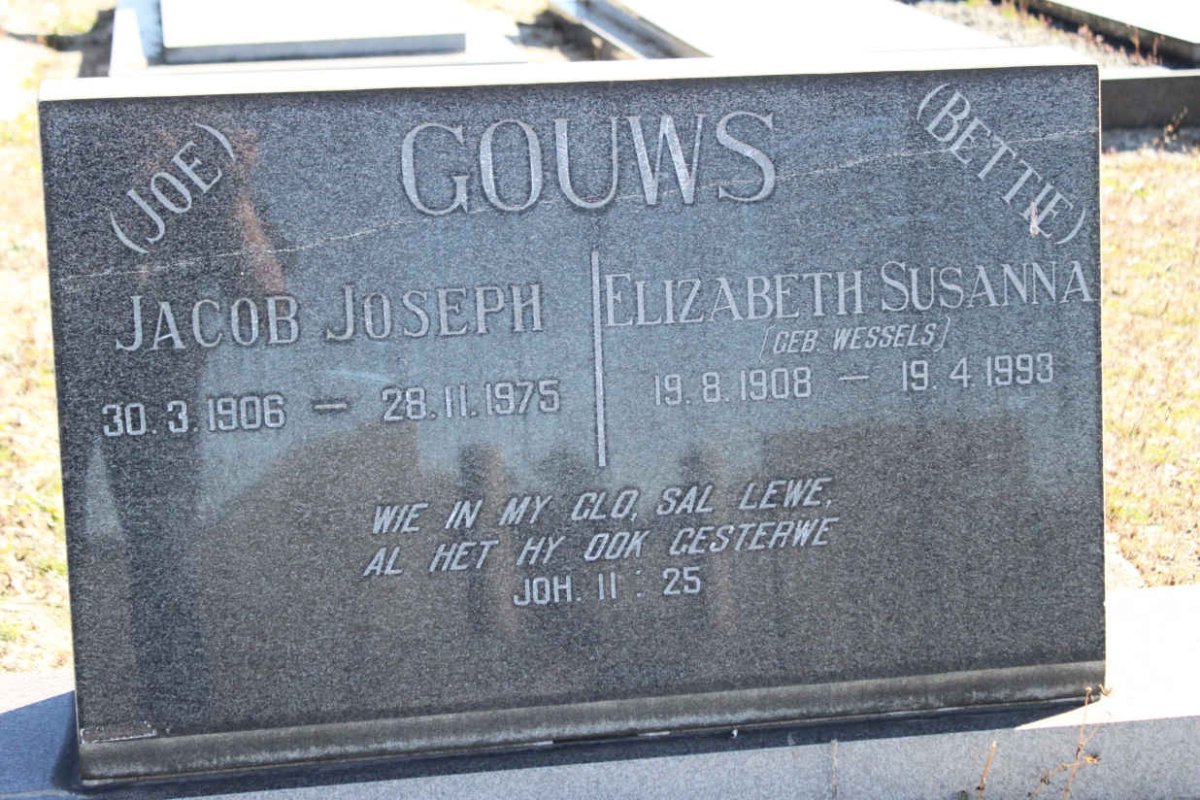 GOUWS Jacob Joseph 1906-1975 &amp; Elizabeth Susanna WESSELS 1908-1993