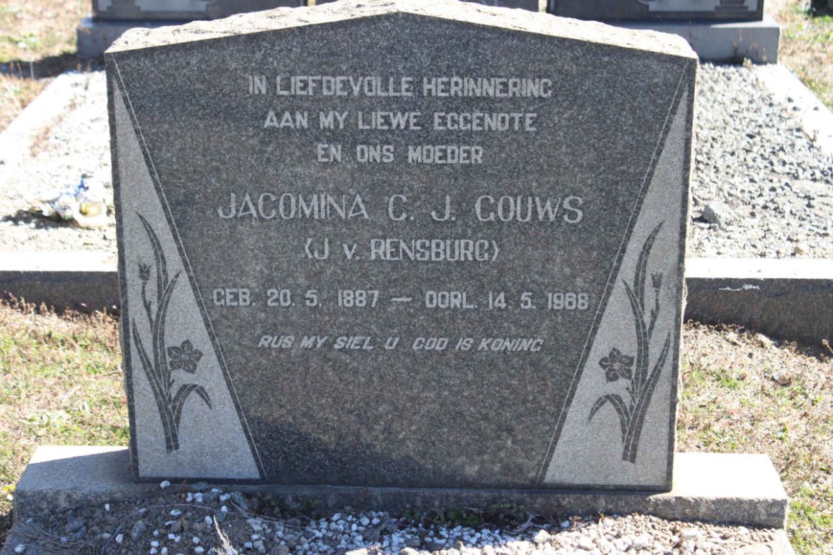 GOUWS Jacomina C.J. nee  J.V. RENSBURG  1887-1988