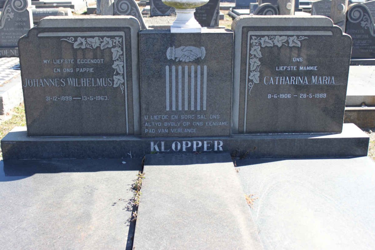 KLOPPER Johannes Wilhelmus 1899-1963 &amp; Catharina Maria 1906-1989
