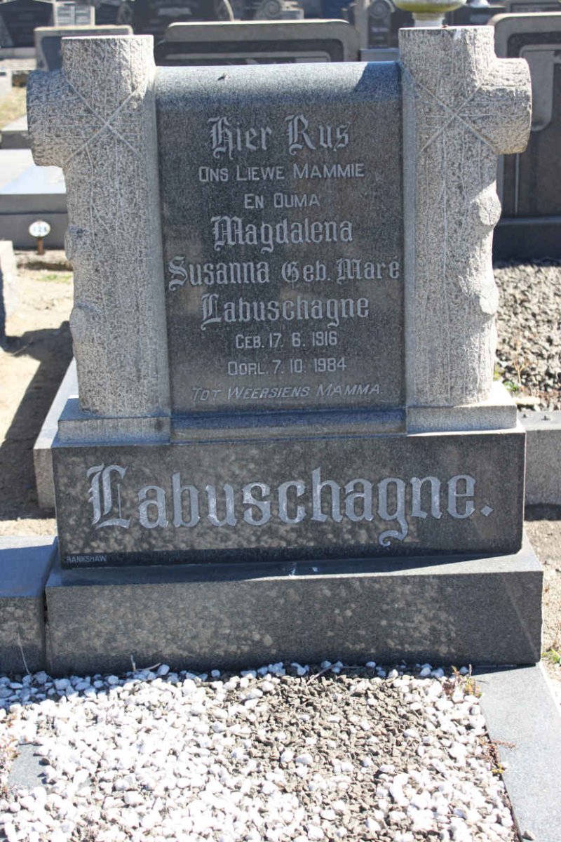 LABUSCHAGNE Magdalena Susanna nee MARÉ 1916-1984
