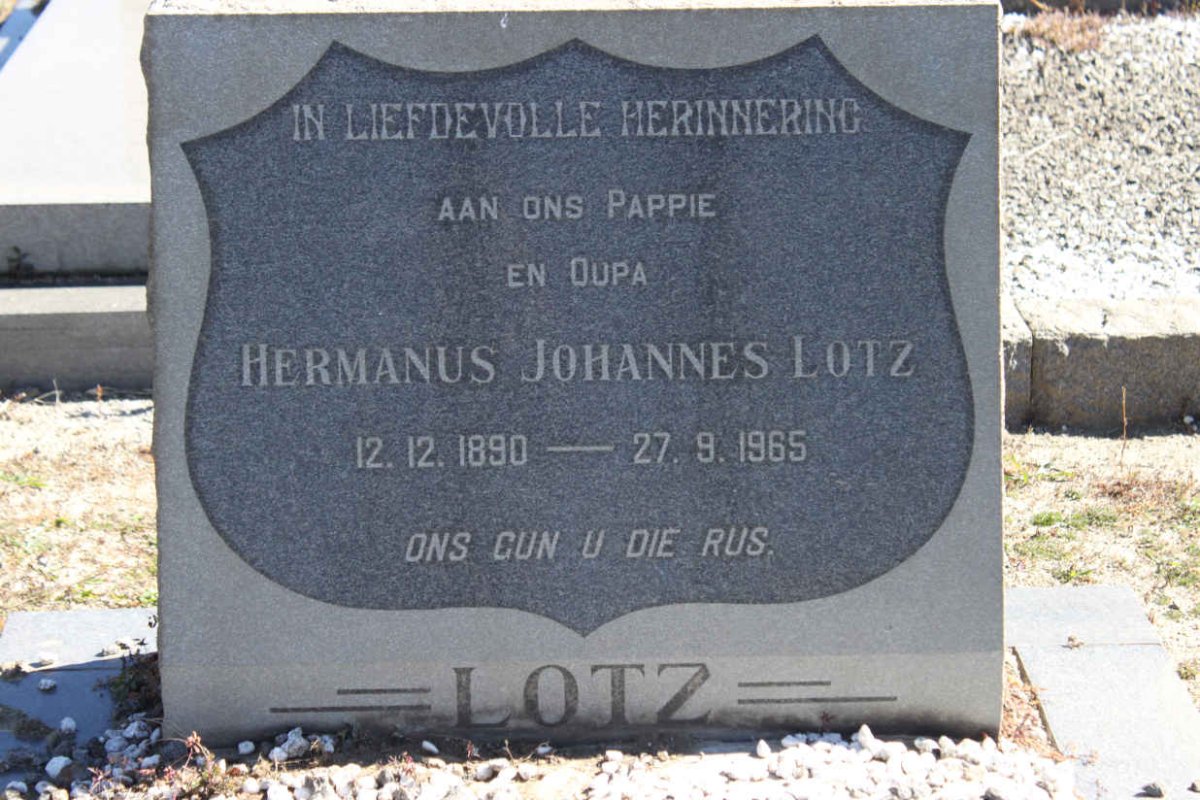 LOTZ Hermanus Johannes 1890-1965