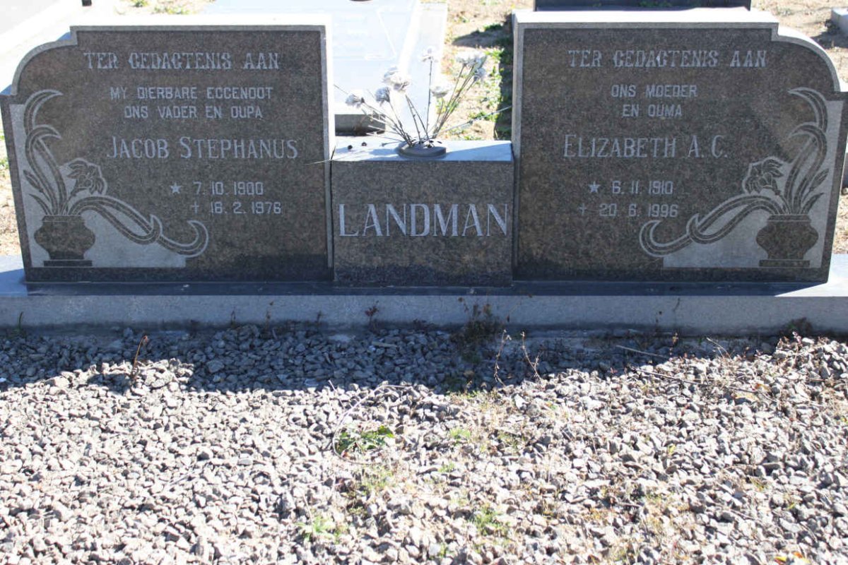 LANDMAN Jacob Stephanus 1900-1976 &amp; Elizabeth A.C. 1910-1996