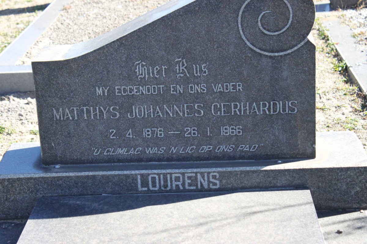 LOURENS Matthys Johannes Gerhardus 1876-1966