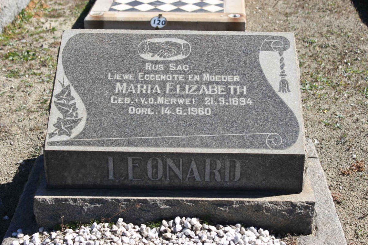 LEONARD Maria Elizabeth nee VAN DER MERWE 1894-1960