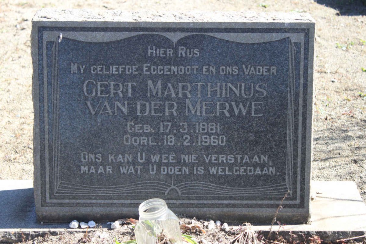 MERWE Gert Marthinus, van der 1881-1960