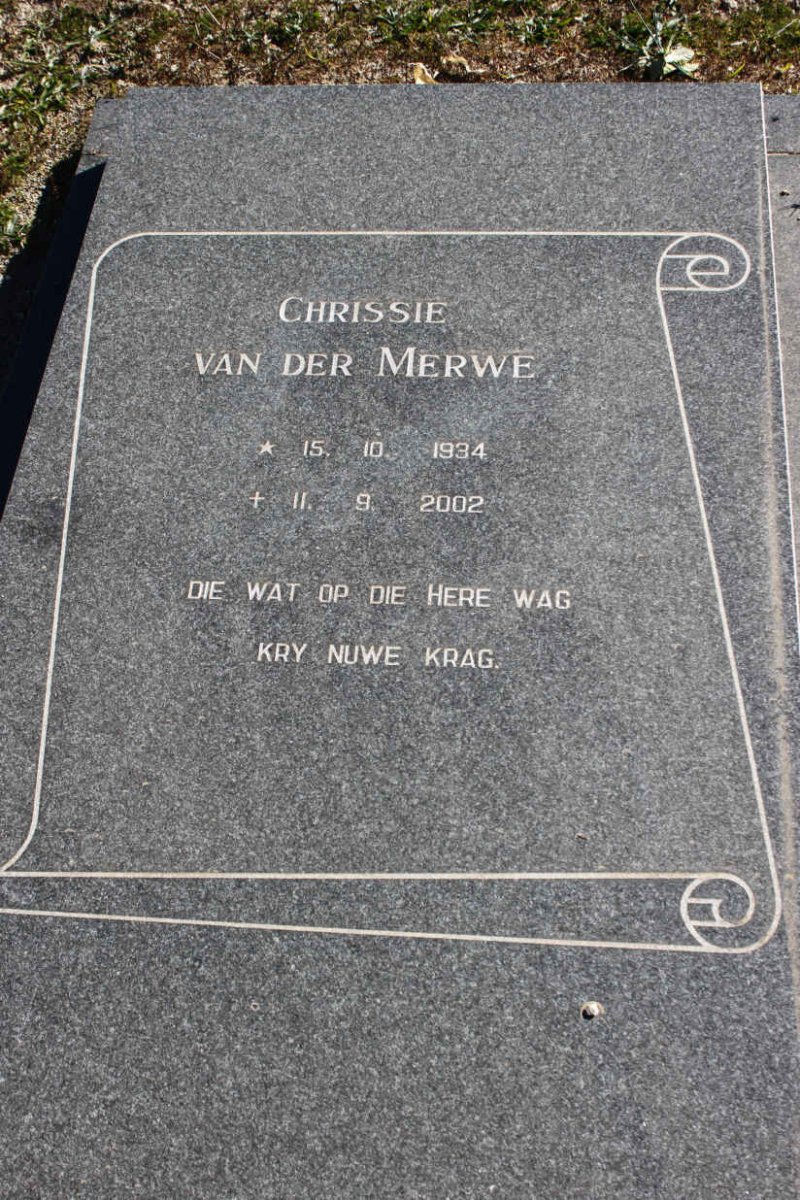 MERWE Chrissie, van der 1934-2002
