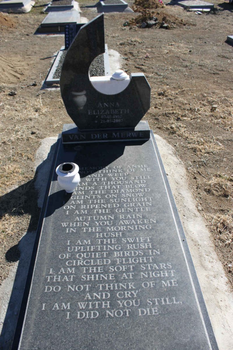 MERWE Anna Elizabeth, van der 1952-2007