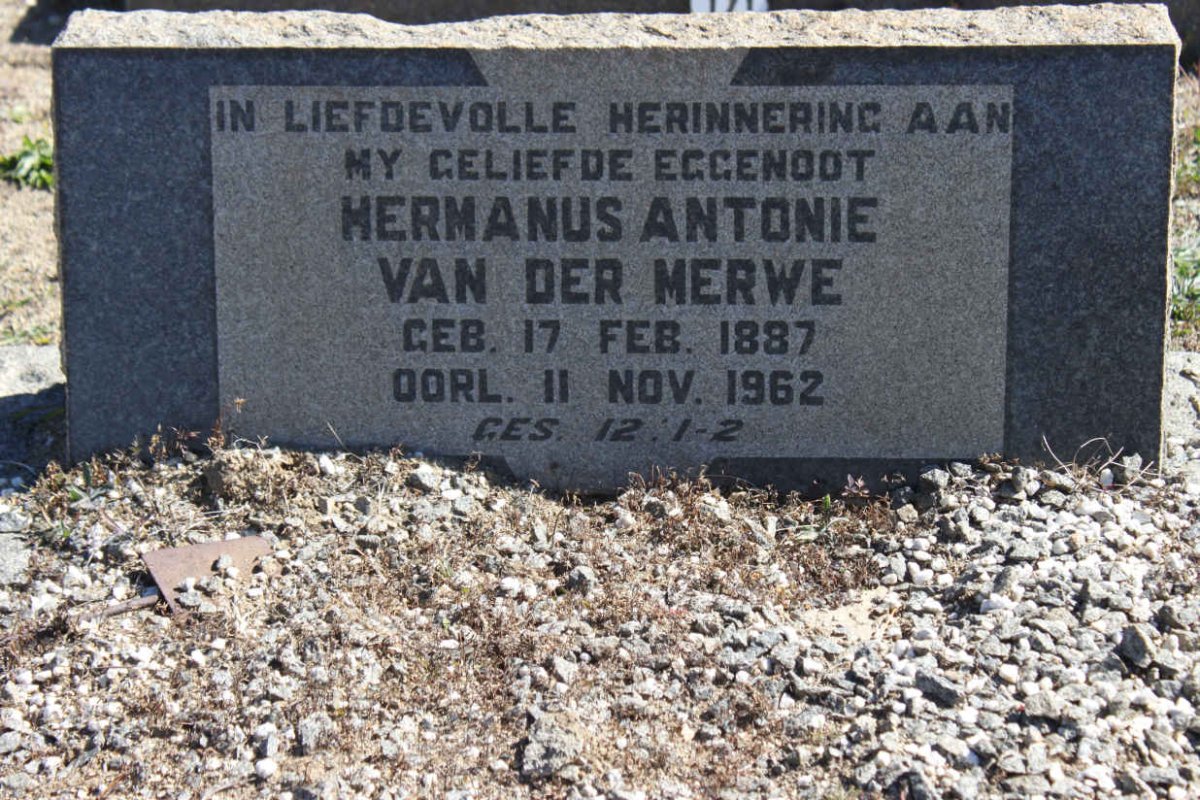 MERWE Hermanus Antonie, van der 1887-1962