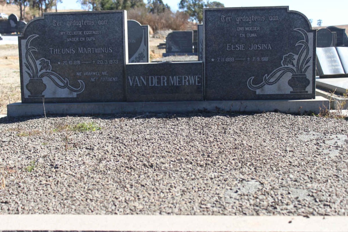 MERWE Theunis Marthinus, van der 1891-1973 &amp; Elsie Josina 1899-1981