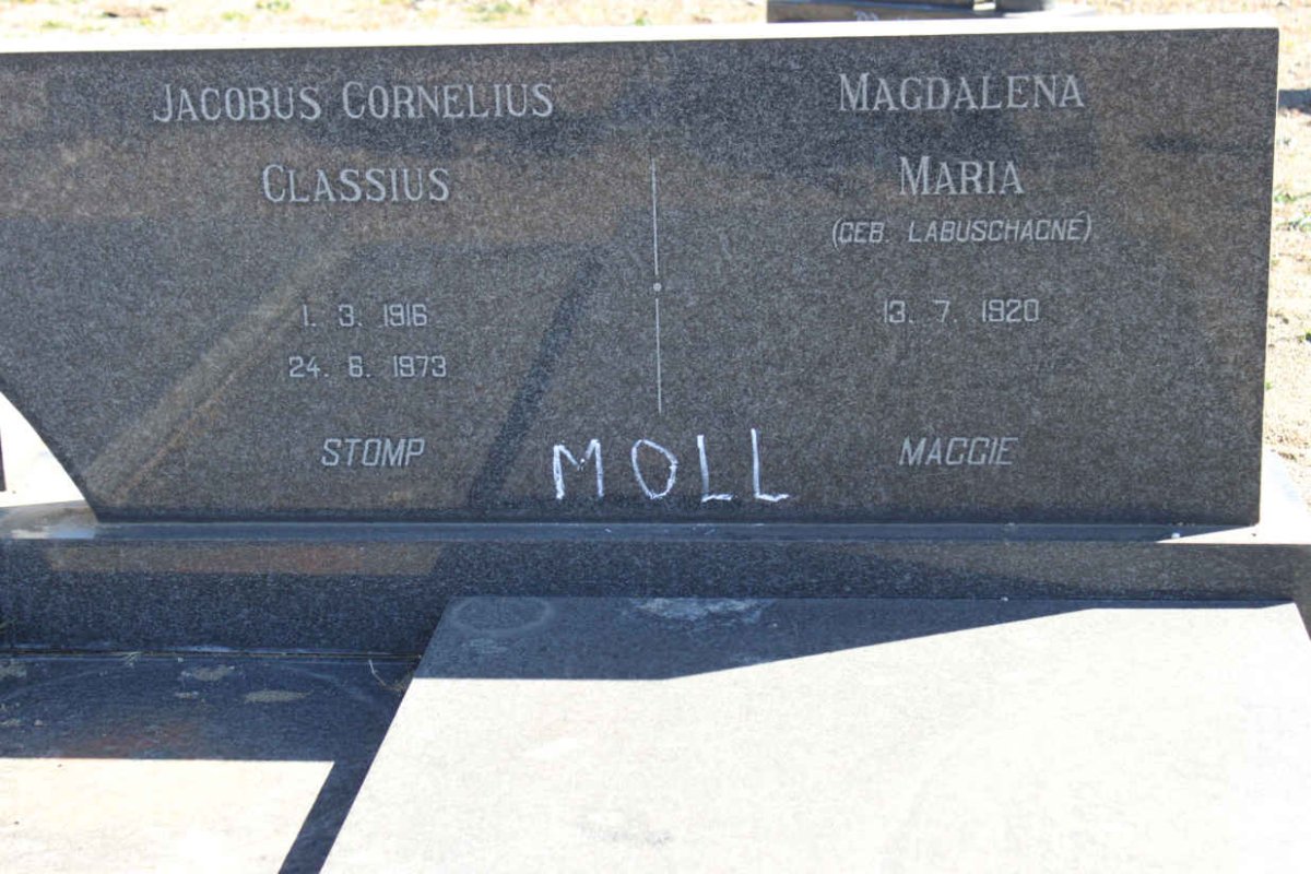 MOLL Jacobus Cornelius Classius 1916-1973 &amp; Magdalena Maria LABUSCHAGNE  -1970