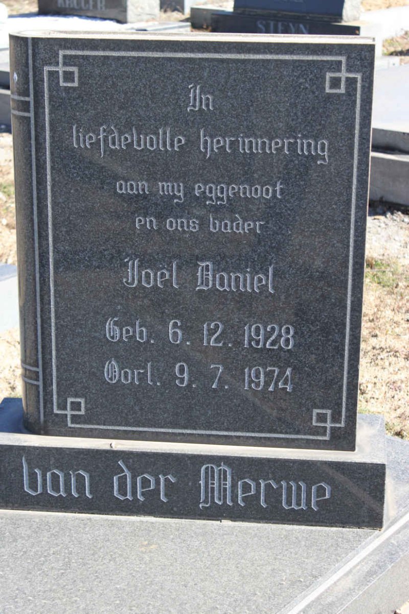 MERWE Joel Daniel, van der 1928-1974
