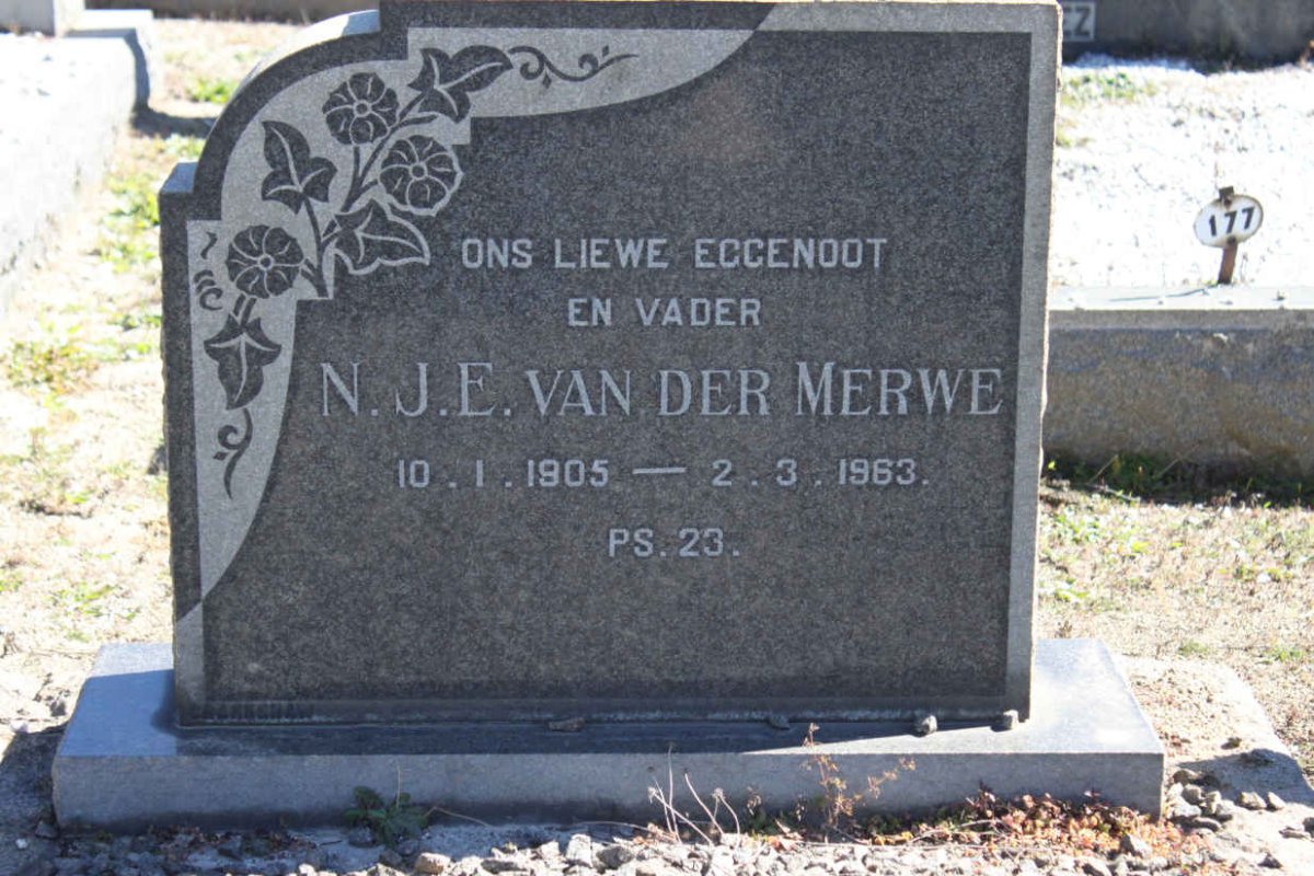 MERWE N.J.E., van der 1905-1963