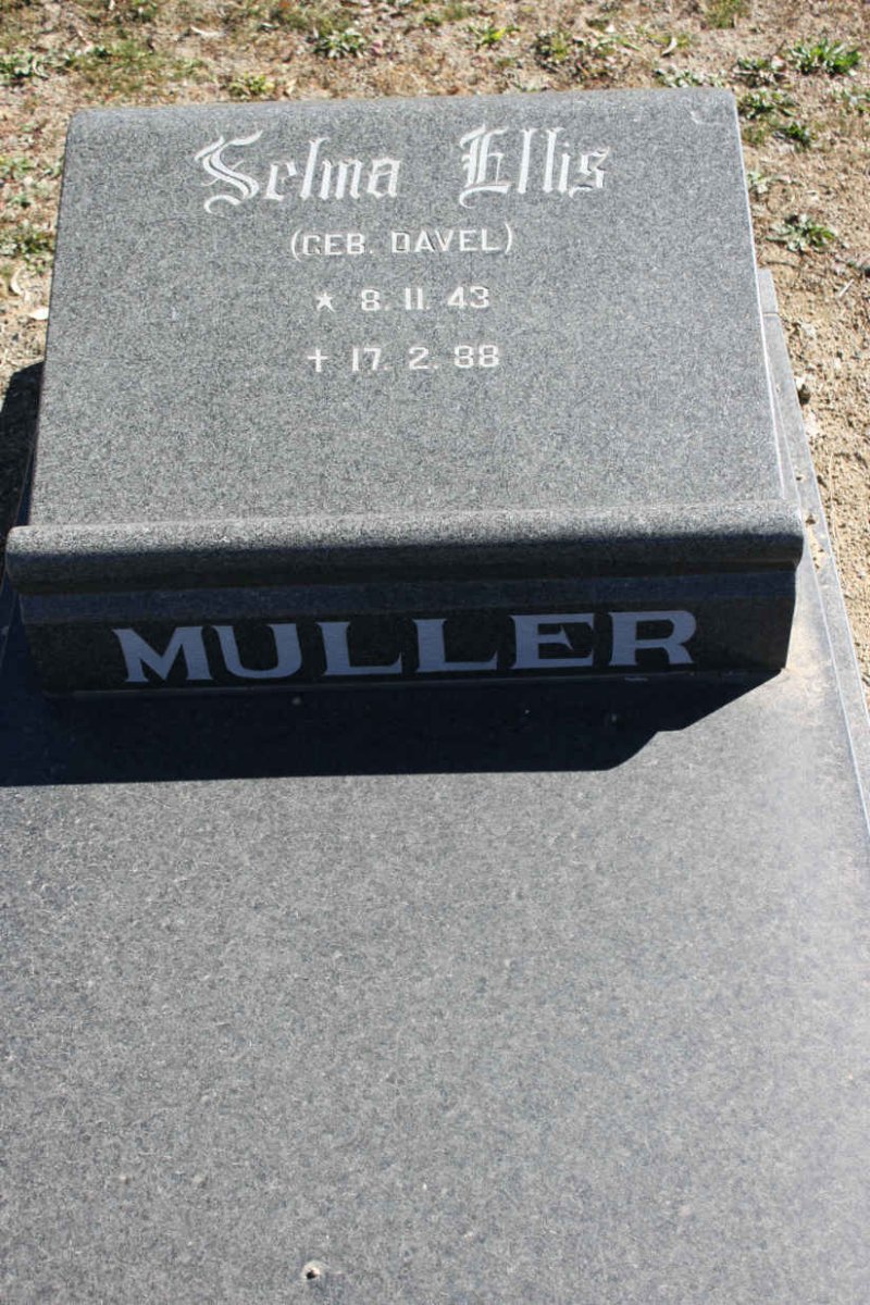 MULLER Selma Ellis nee DAVEL 1943-1988