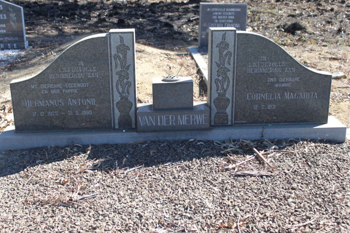 MERWE Hermanus Antonie, van der 1925-1980 &amp; Cornelia Margarita 1931-