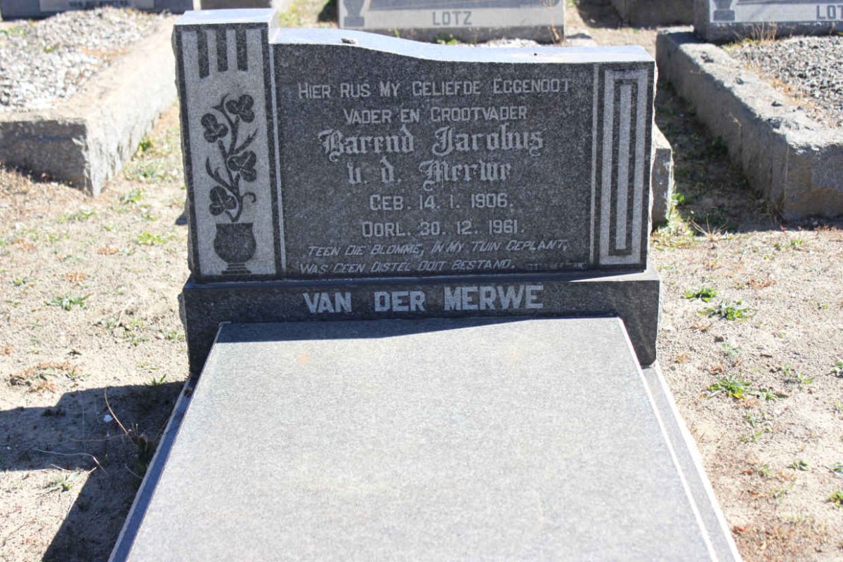 MERWE Barend Jacobus, van der 1906-1961
