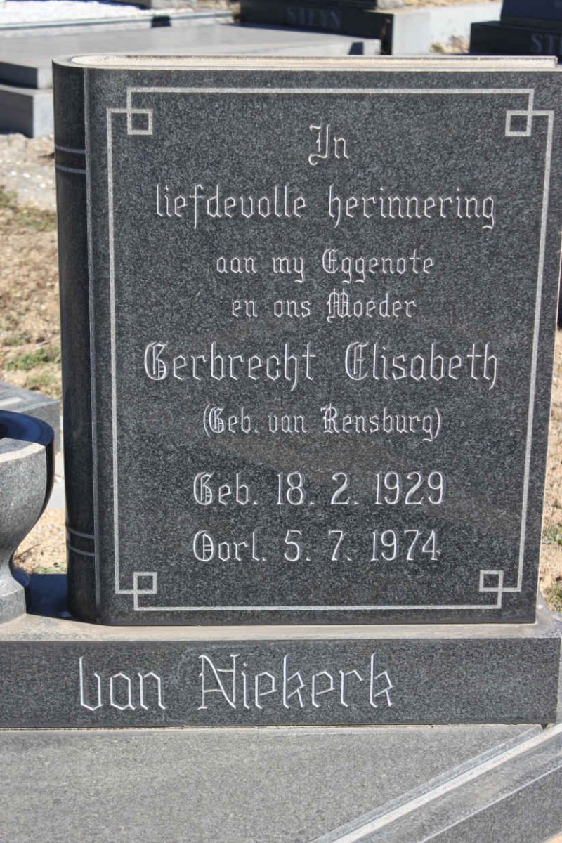 NIEKERK Gerbrecht Elisabeth, van nee VAN RENSBURG 1929-1974