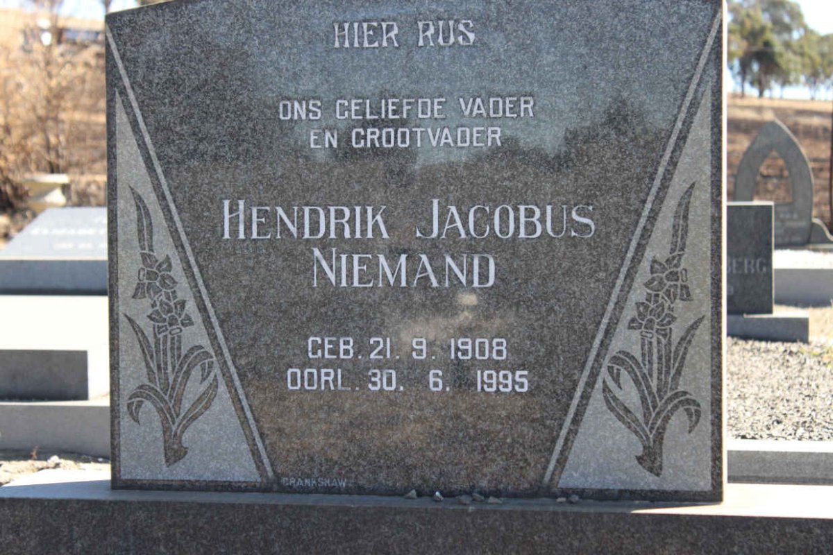 NIEMAND Hendrik Jacobus 1908-1995