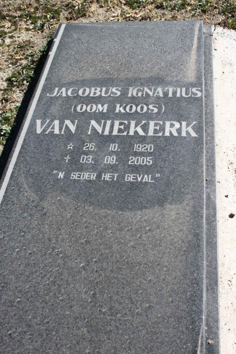 NIEKERK Jacobus Ignatius, van 1920-2005