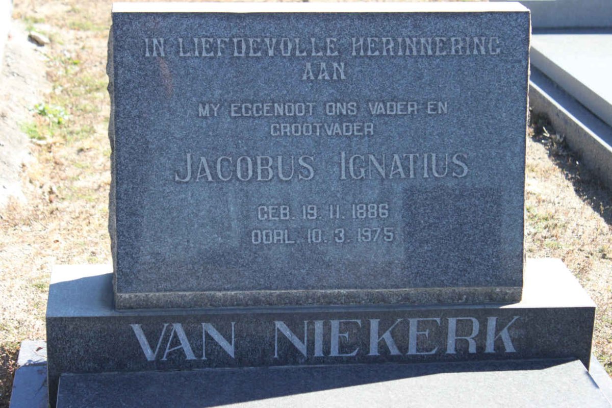 NIEKERK Jacobus Ignatius, van 1886-1975