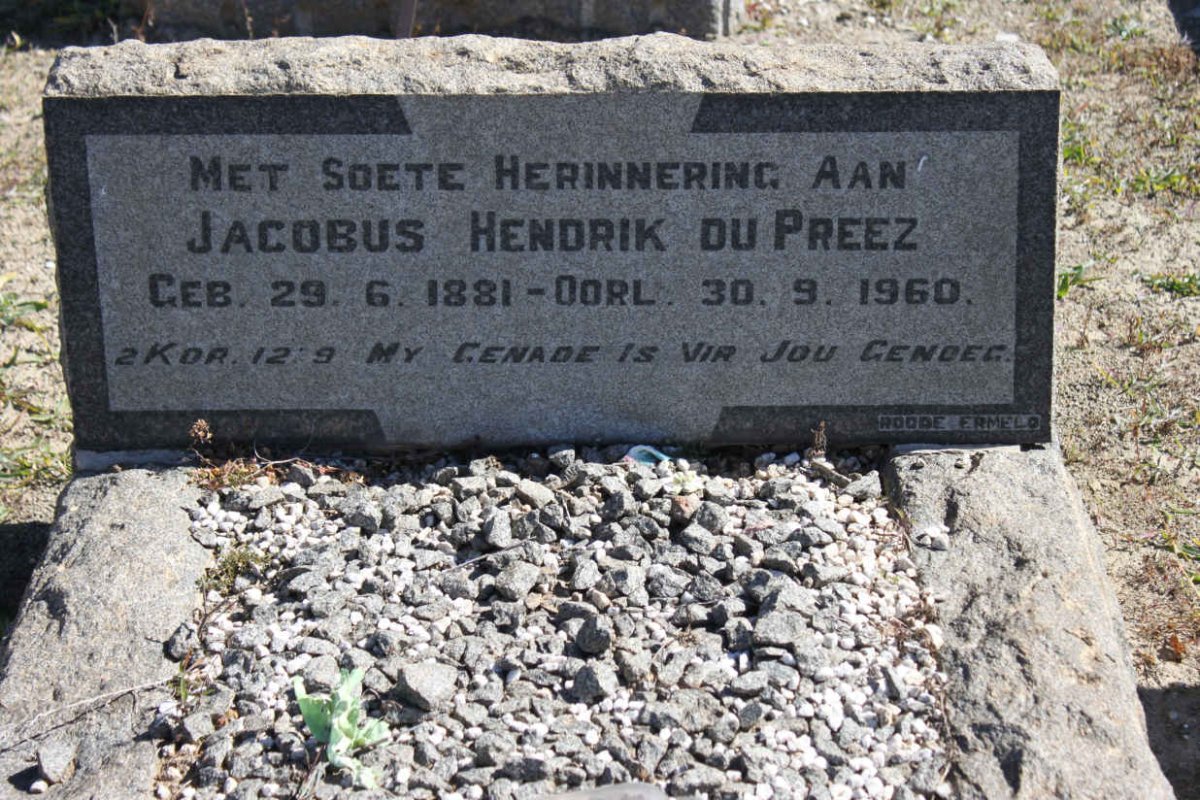 PREEZ Jacobus Hendrik, du 1881-1960