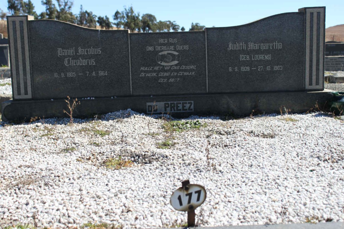 PREEZ Daniël Jacobus Theodorus, du 1905-1964 &amp; Judith Margaretha LOURENS 1909-1983