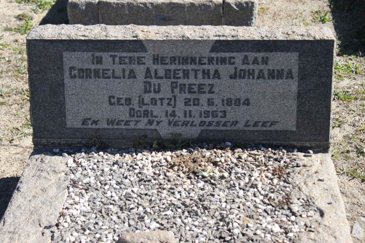 PREEZ Cornelia Albertha Johanna, du nee LOTZ 1884-1963