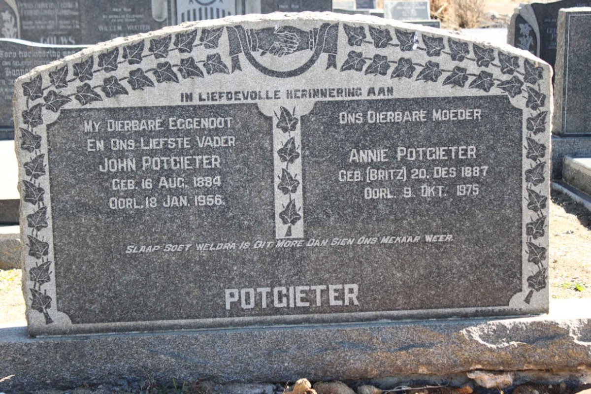 POTGIETER John 1884-1956 &amp; Annie BRITZ 1887-1975
