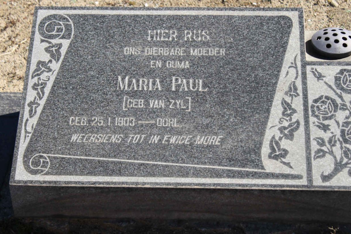 PAUL Maria nee VAN ZYL 1903-