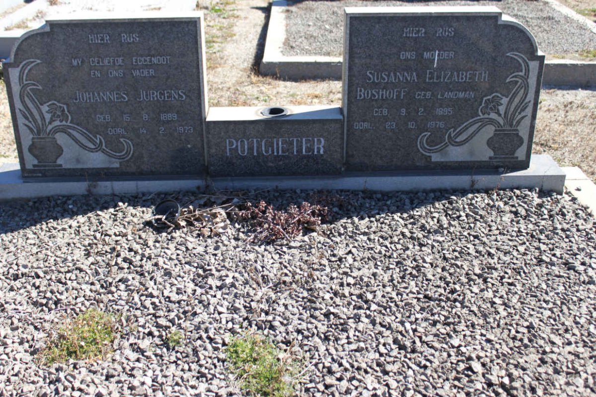 POTGIETER Johanna Jurgens 1889-1973 &amp; Susanna Elizabeth BOSHOFF nee LANDMAN 1895-1976