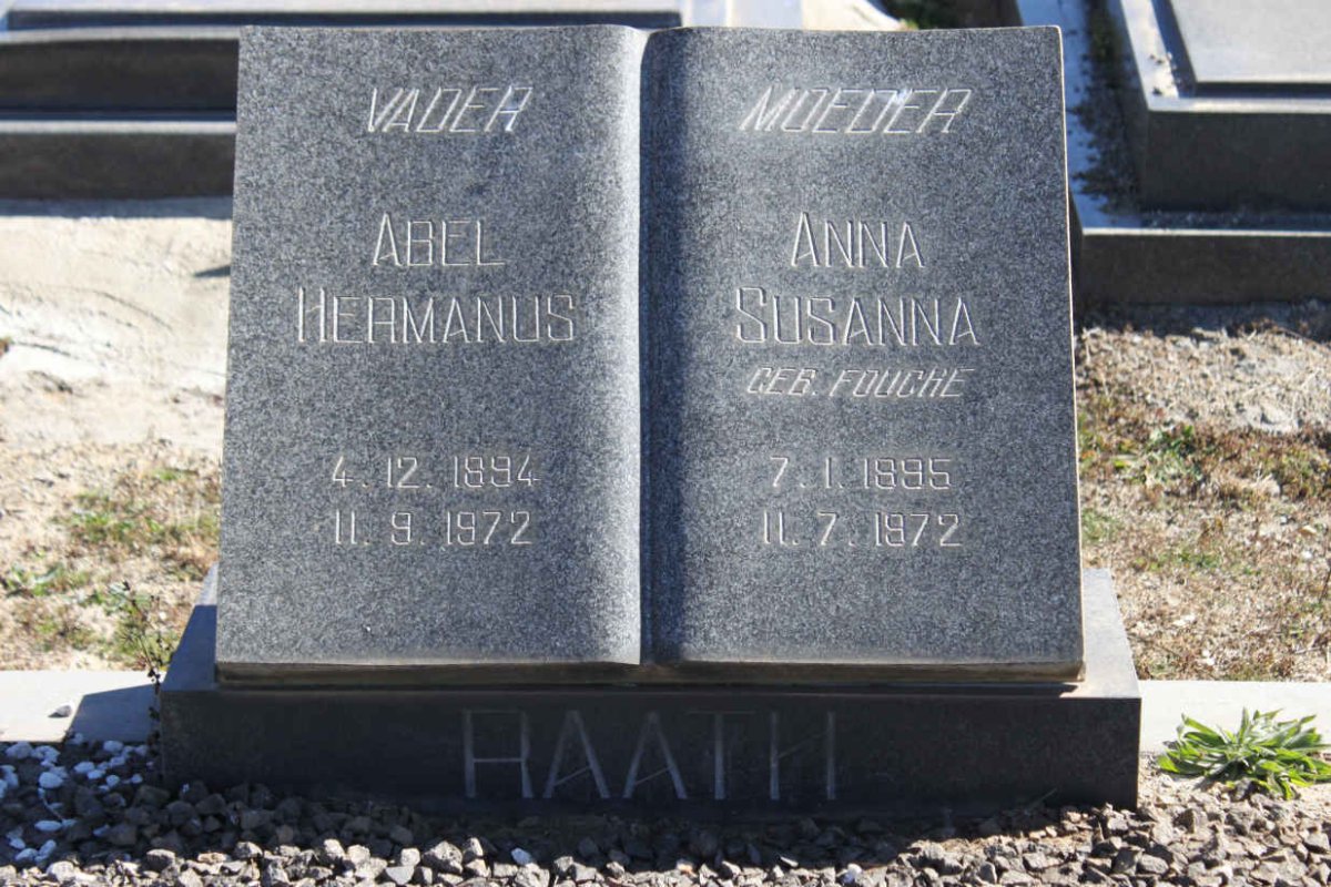 RAATH Abel Hermanus 1894-1972 &amp; Anna Susanna FOUCHE 1885-1972