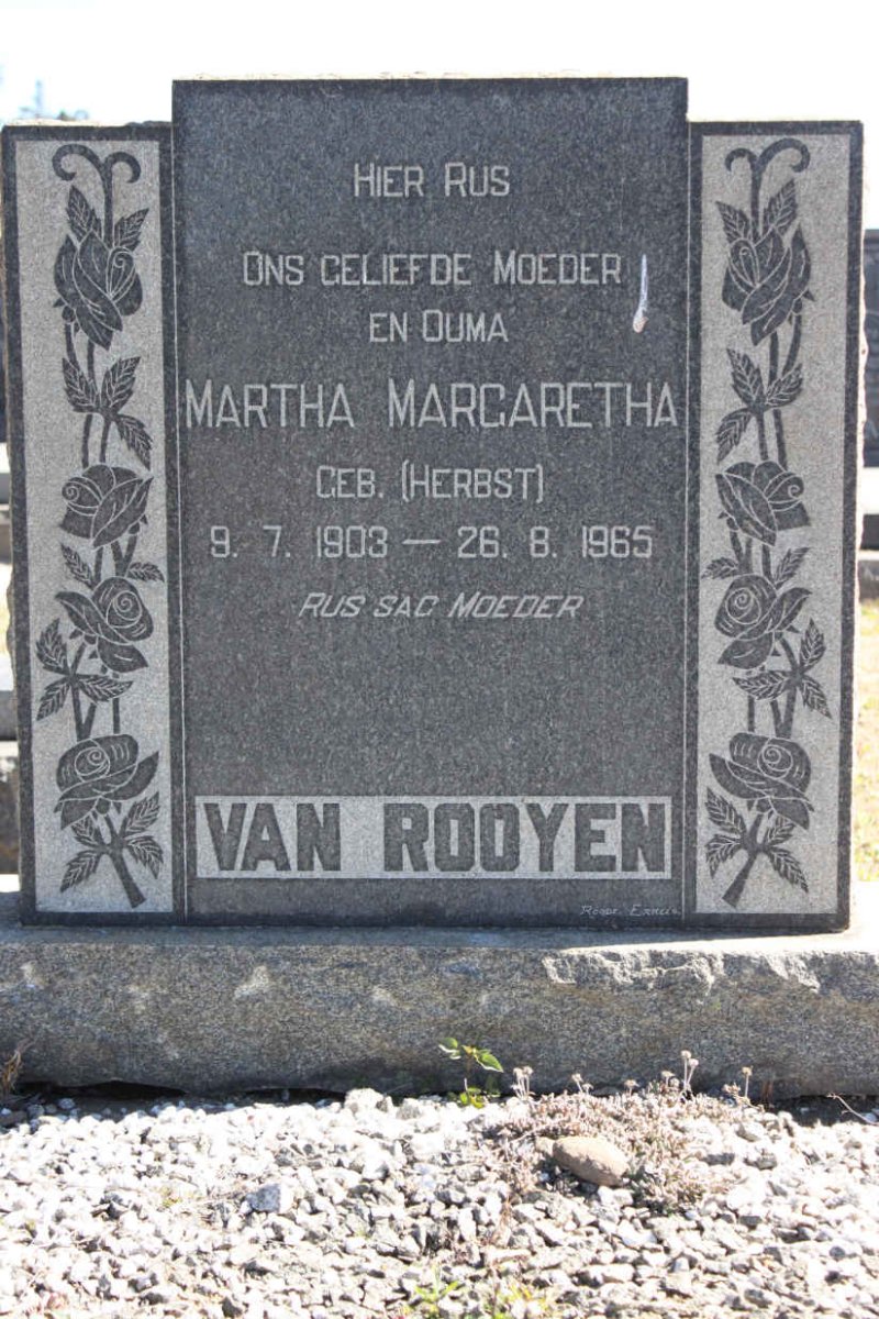 ROOYEN Martha Margaretha, van nee HERBST 1903-1965
