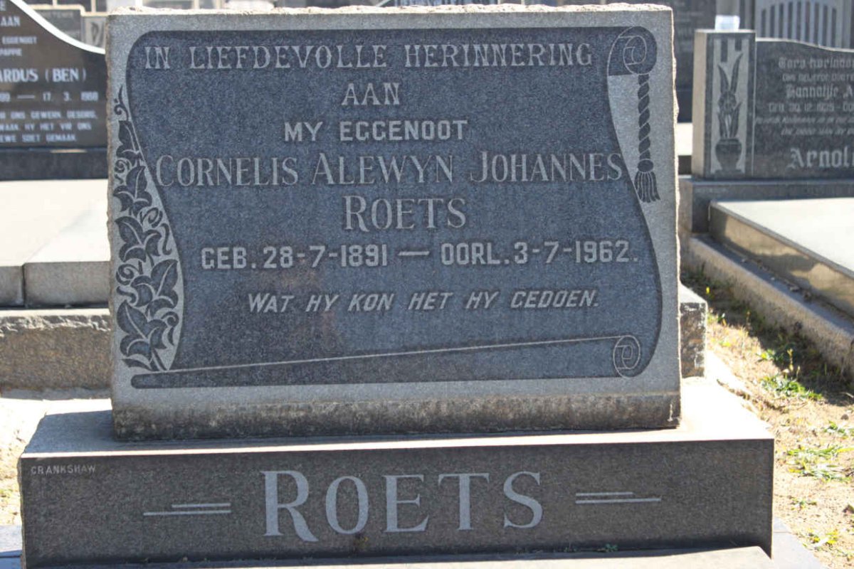 ROETS Cornelis Alewyn Johannes 1891-1962