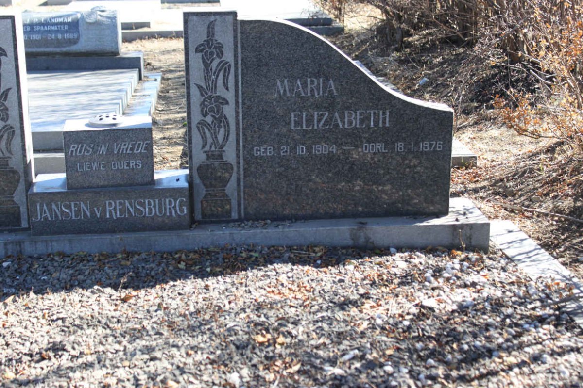 RENSBURG Maria Elizabeth, Jansen van 1904-1976