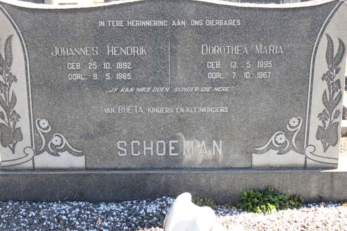 SCHOEMAN Johannes Hendrik 1892-1965 &amp; Dorothea Maria 1895-1967
