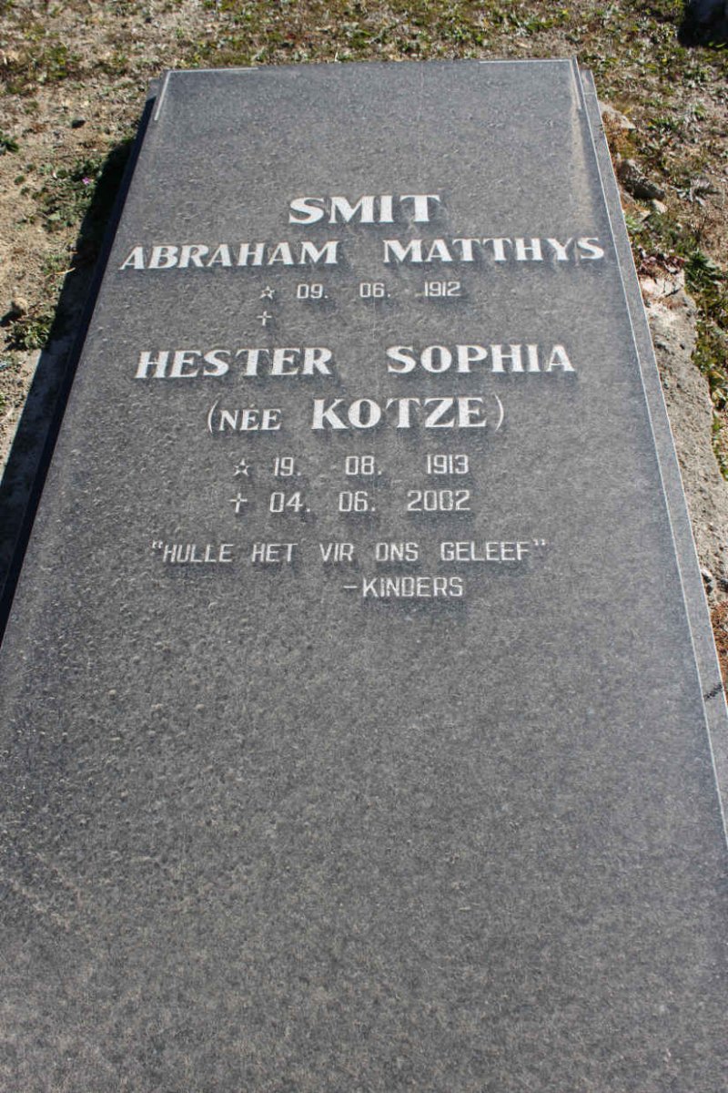 SMIT Abraham Matthys 1912- &amp; Hester Sophia KOTZE 1913-2002