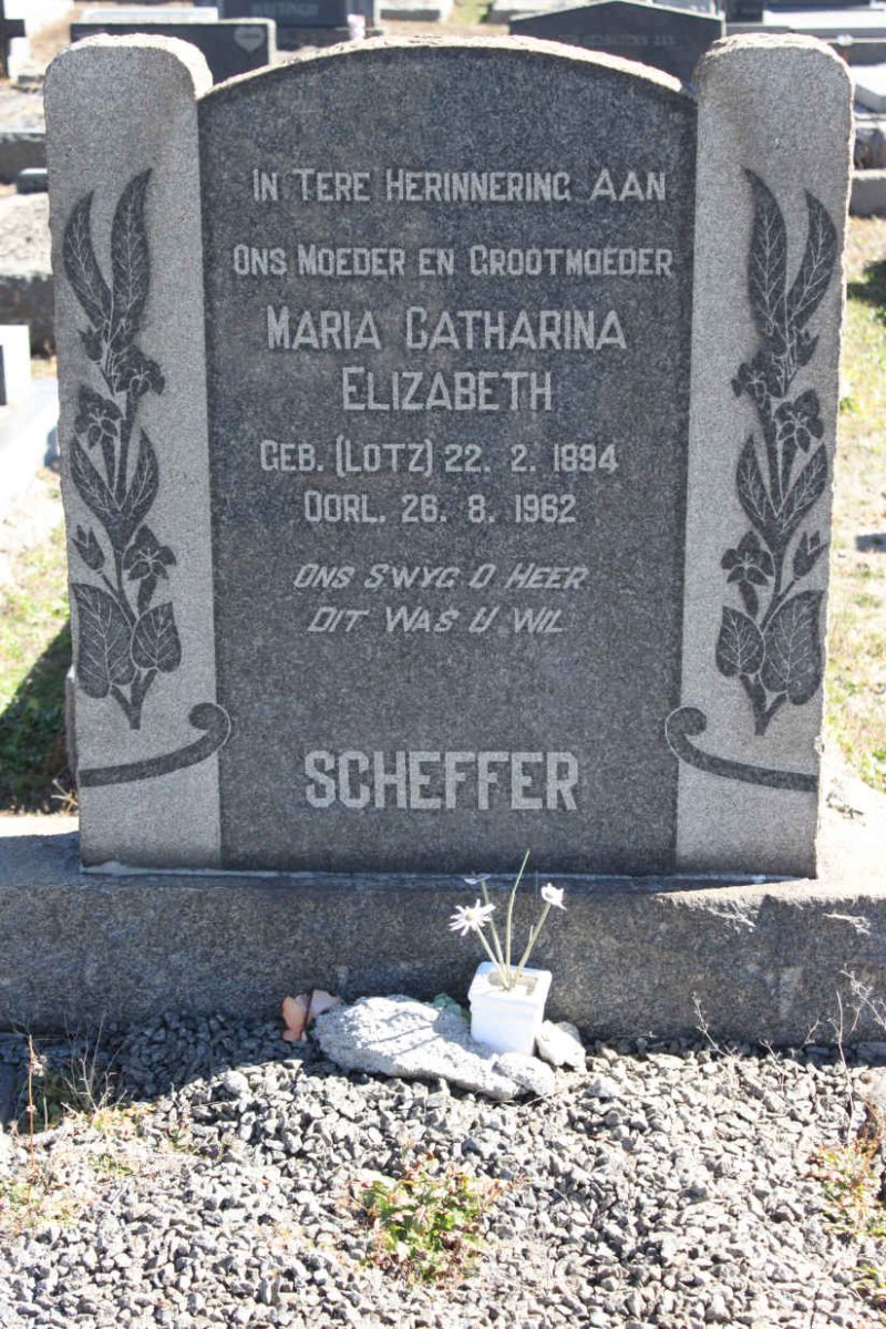 SCHEFFER Maria Catharina Elizabeth nee LOTZ 1894-1962