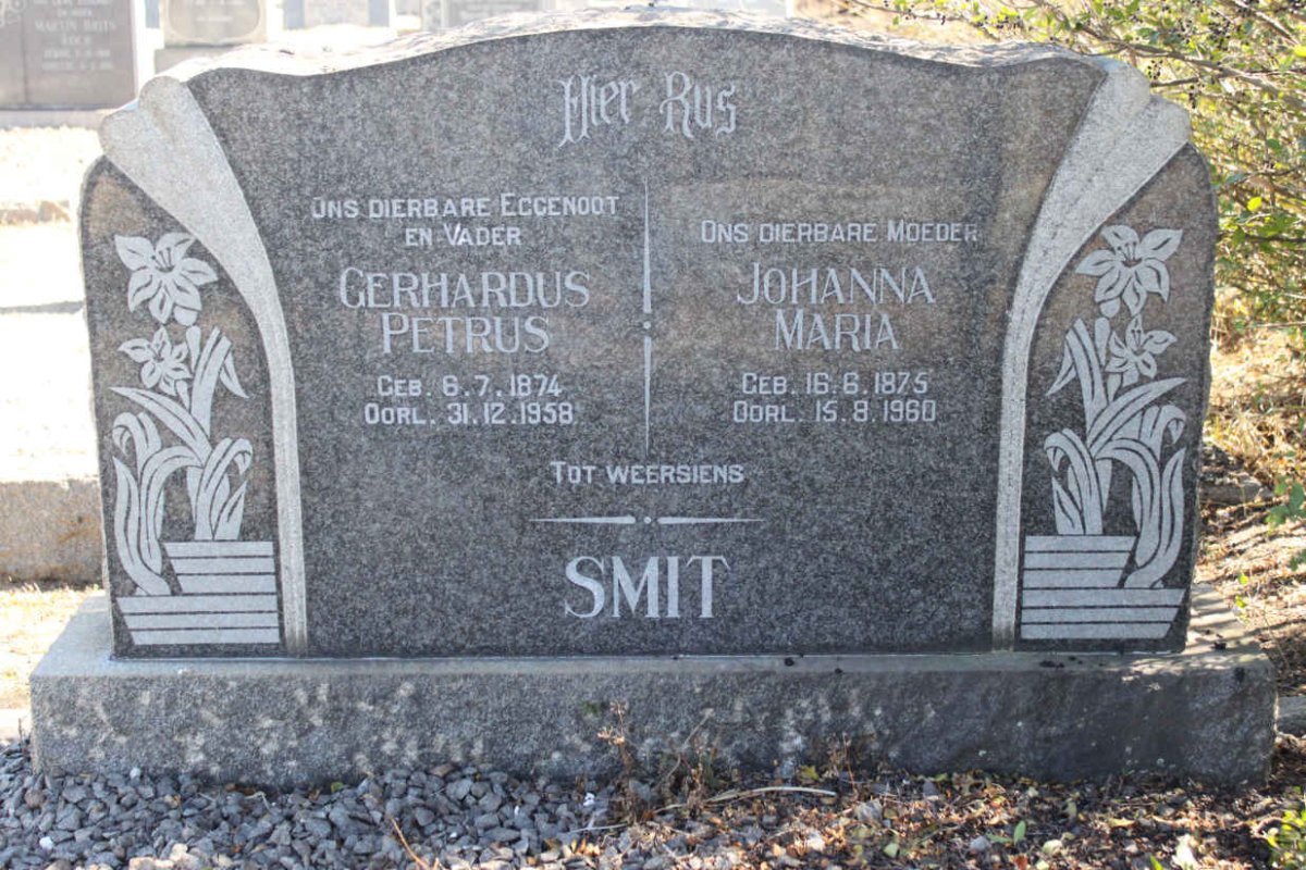 SMIT Gerhardus Petrus 1874-1958 &amp; Johanna Maria 1875-1960