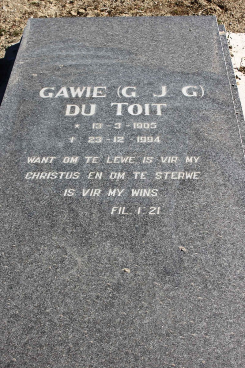 TOIT Gawie G.J.G., du 1905-1994