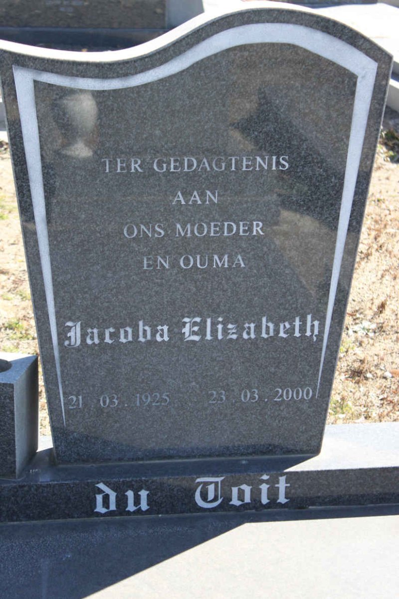 TOIT Jacoba Elizabeth, du 1925-2000