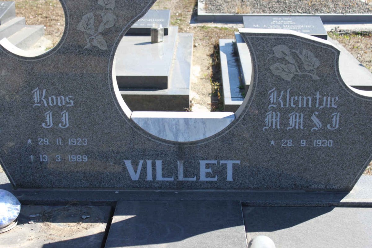 VILLET Koos J.J. 1923-1989 &amp; Kleintjie M.M.S.J. 1930-